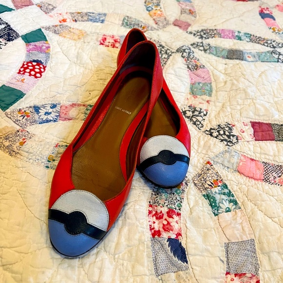 Vintage Fendi Geometric Leather Ballet Flats SZ 36.5 - Picture 3 of 7